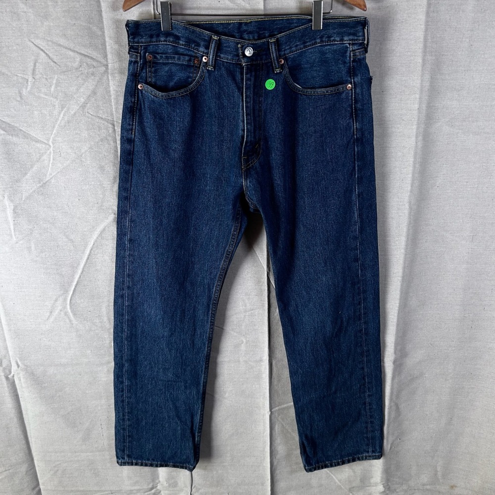 Levis 505 Regular Fit Straight Leg Jeans Dark Wash Blue Denim 34x30 Mens